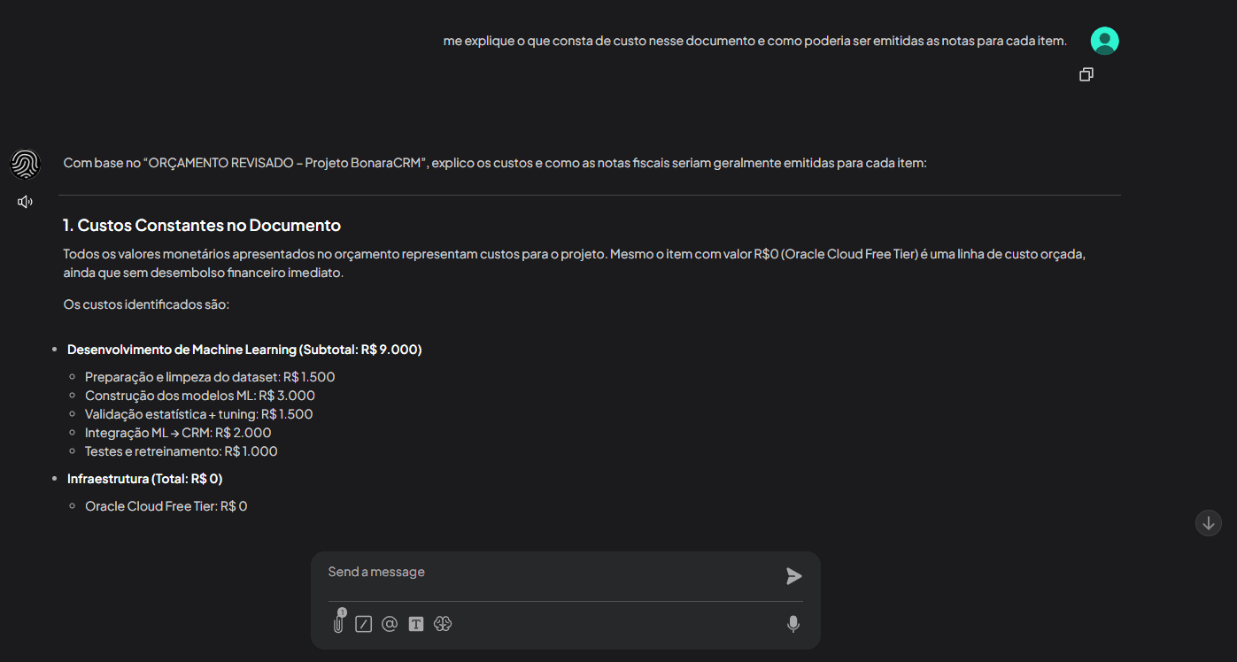 Uma visão de colaboração em equipe com comentários e anotações em um relatório.